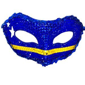 Curaçao Masquerade Mask covered in crystal rhinestones